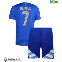 Camiseta Argentina Rodrigo De Paul #7 Visitante Equipación para niños Copa America 2024 manga corta (+ pantalones cortos)
